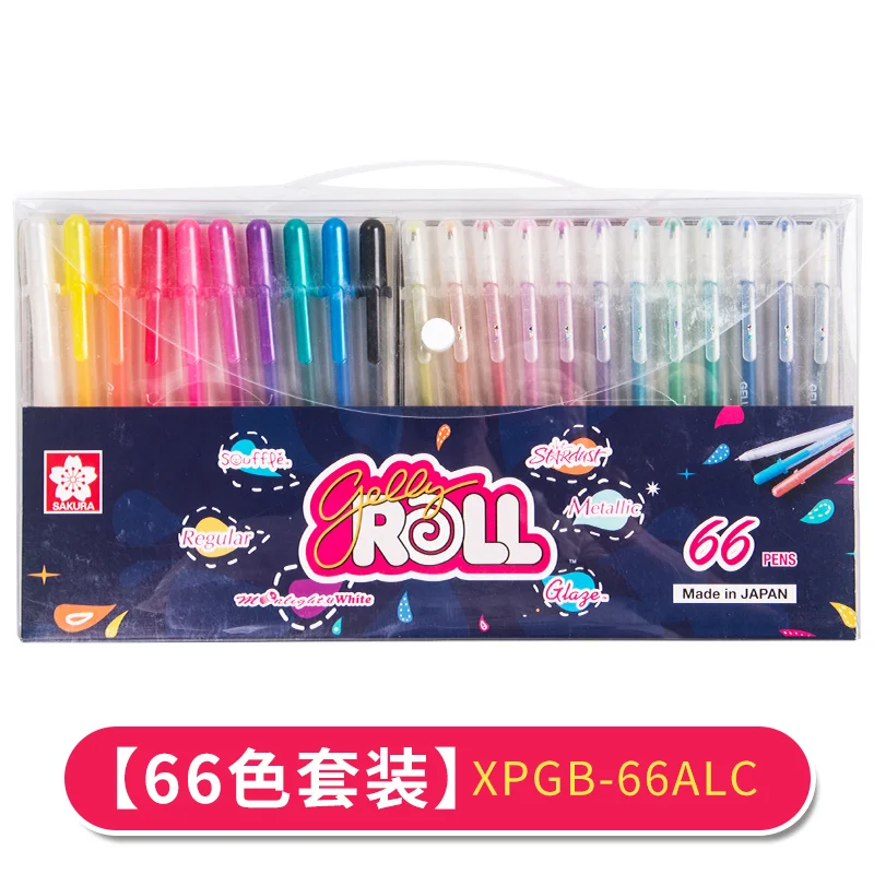 Sakura жирорастворимые ручка с гелевыми чернилами комплект, состоящий из универсального/Basic/3D пастельных/3D Глянцевая/металлический блестящий/матовый блеск/лунный свет и белый/66-Цвета набор - Цвет: Full Set 66 Pens