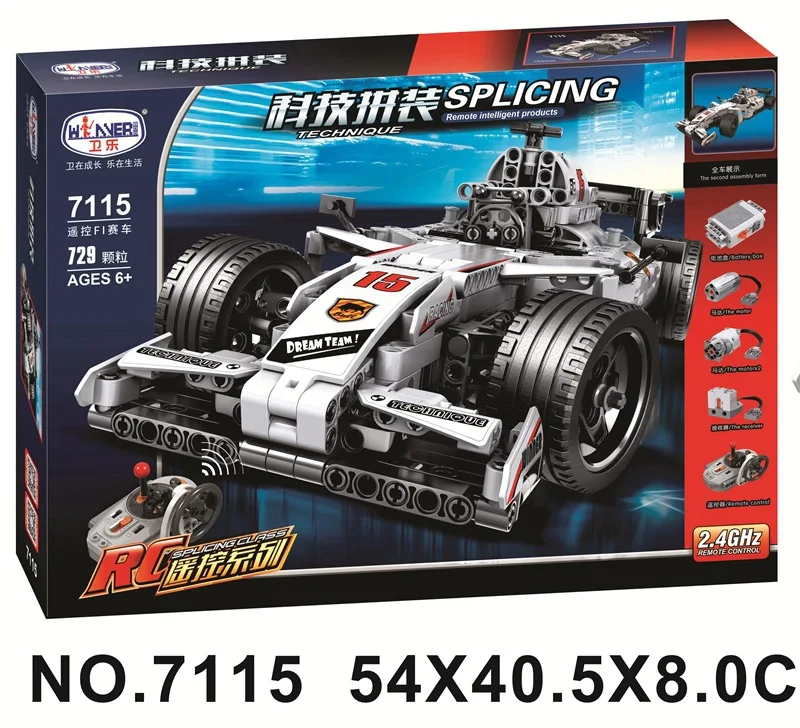 

Wei le 7115 Remote Control Creative Flexible Series Remote Control F1 Race Car Assembled Building Boy Birthday Toy