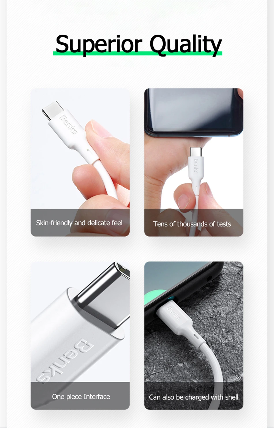 Benks 5A USB кабель для быстрой зарядки type-C для huawei mate 20 30 Pro P20 Lite samsung Xiaomi QC3.0 USB C шнур для быстрой зарядки данных