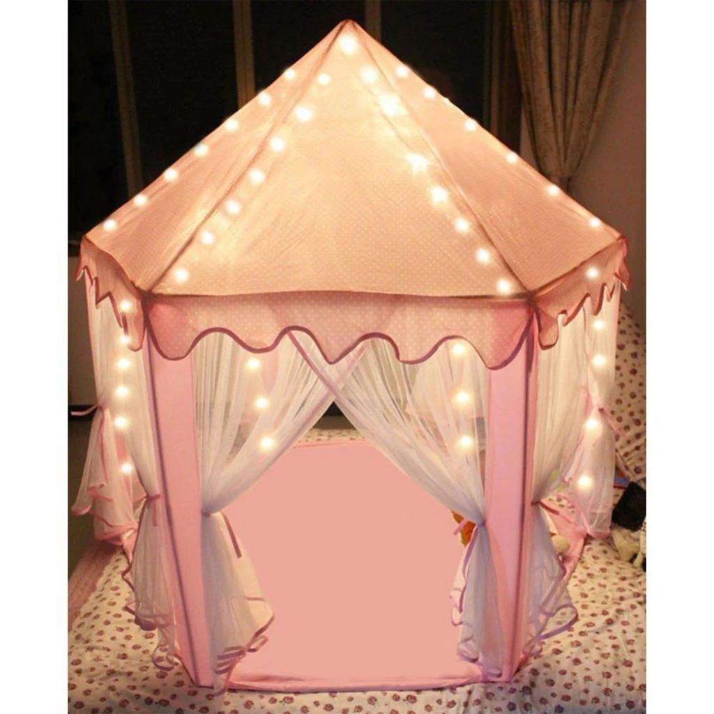 Hexagonal Soft Plush Kids/Baby Playhouse Tent Carpet Children Bedroom Floor Cushion - Pink