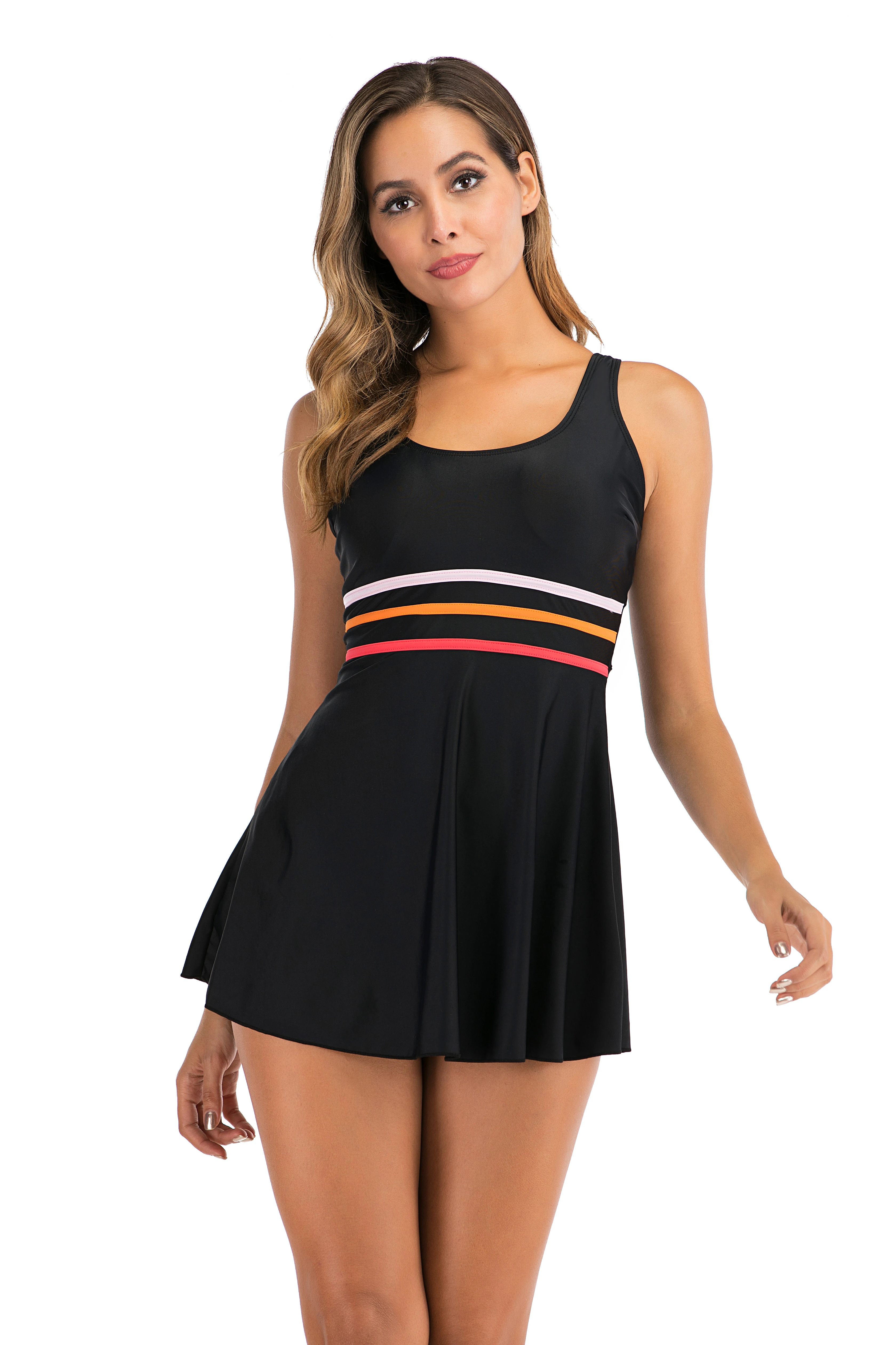 Размера плюс танкини спортивный купальник платье купальный костюм женский юбка