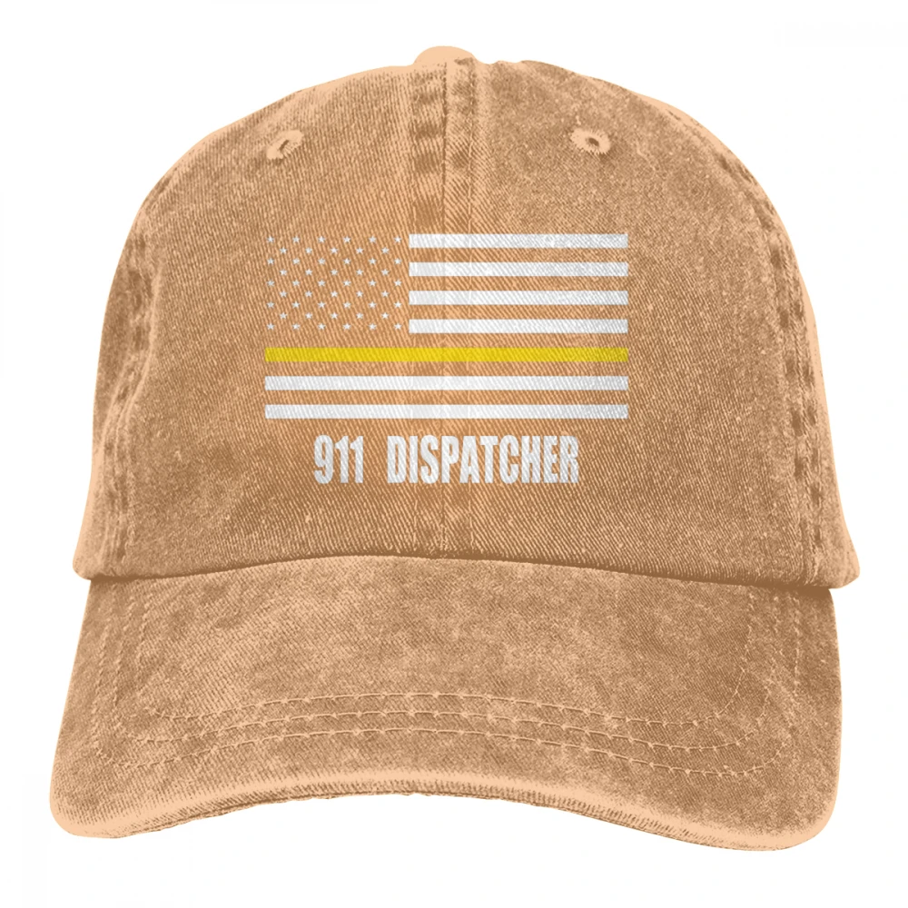 Тонкая золотая линия флаг 911 Dispatcher Casquette черные унисекс Мужские Женские джинсовые бейсболка с ремешком кепки Регулируемая шляпа для гольфа папа - Цвет: Хаки