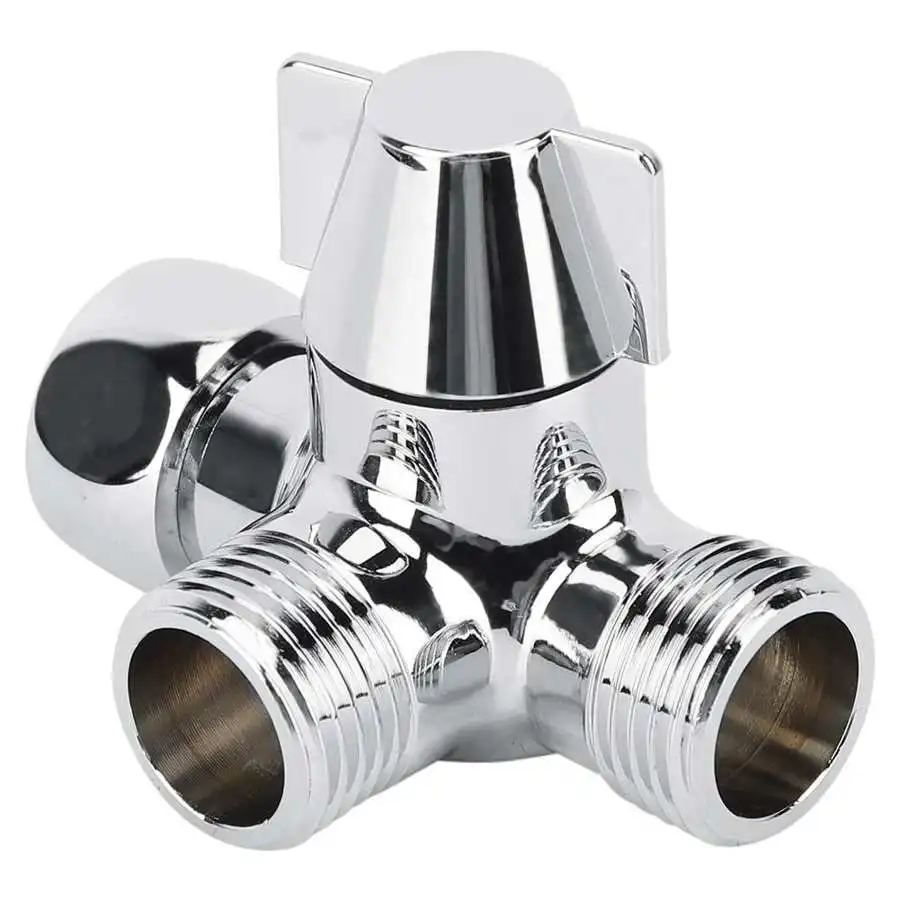 G1/2" 3-way Water Diverter T-shaped Adapter Adjustable Water Diverter Valve Toilet Bidet Shower Separator Faucet Splitter