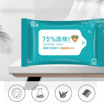 

10 Pack of Draw-out Type Wet Wipes Hands Toys Cleaning Sterilizing Portable Wipes Water Antibacterial Wipes (100 Count Totally)