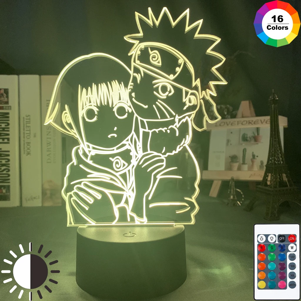 

Girls Night Light Uzumaki Naruto and Hinata Hyuga Colorful Nightlight for Dorm Study Room Decor USB LED Night Lamp Manga Gift
