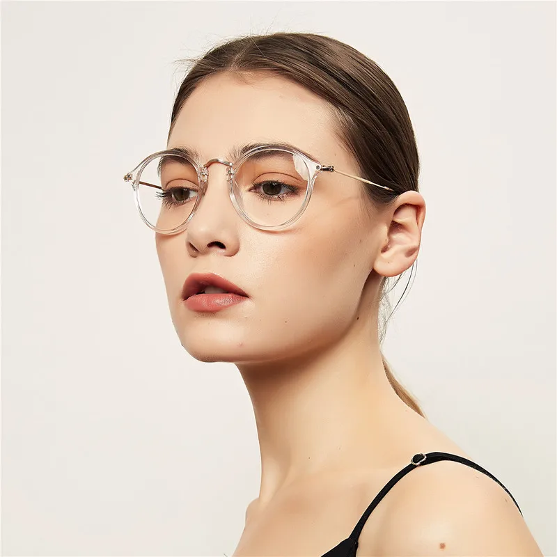 

glass frame han edition decorative frame men and women to restore ancient ways round flat lens semimetal goggles