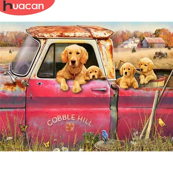 

HUACAN Diamond Painting Dog Full Square Cross Stitch 5D Diamond Embroidery Animal Mosaic Car Rhinestone Kit Home Decoration Gift