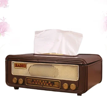 

Retro Box Shape Tissue Box Napkin Storage Container Paper Towel Holder for Home Bar Office