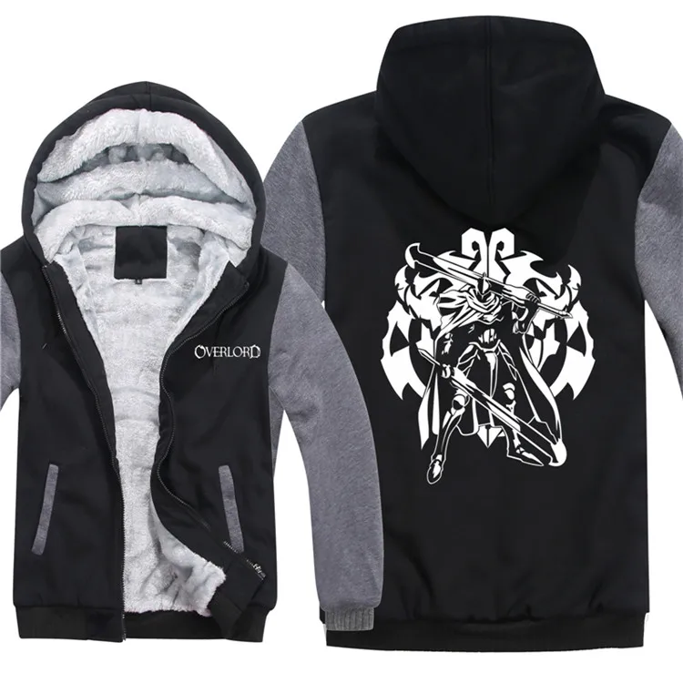 Winter Overlord Man Hoodies Zipper Coat Fleece Thicken Overlord Sweatshirts Man Pullover - Цвет: as picture