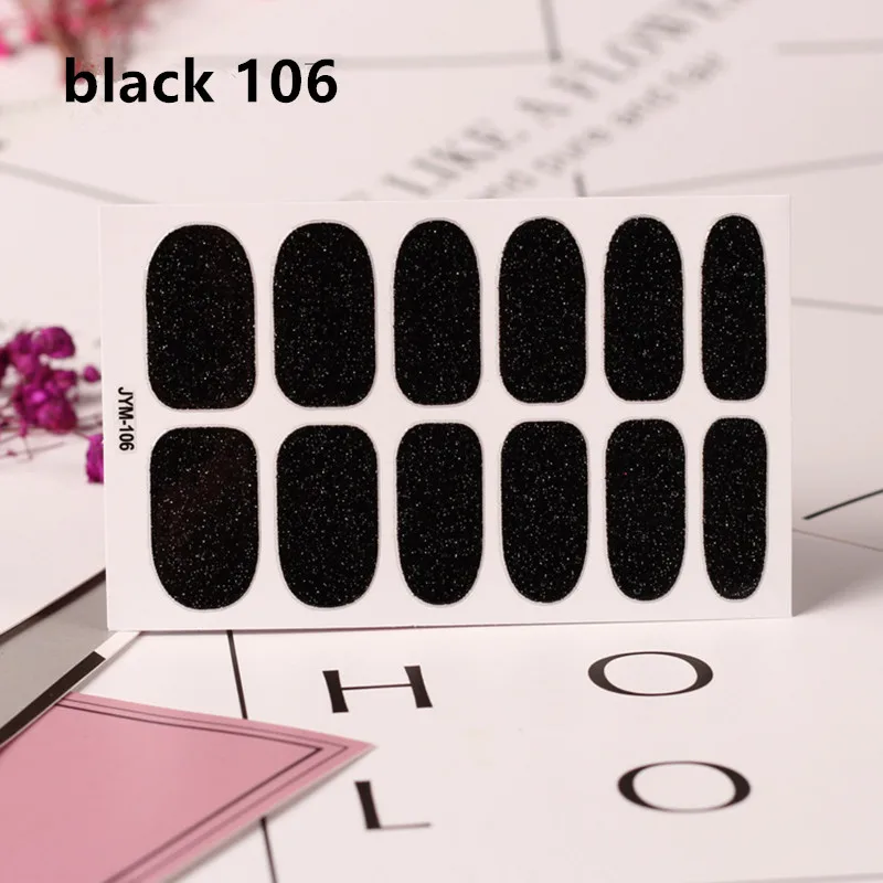 nail sticker black 1 лист, Блестящий лак для ногтей, наклейки-лак для ногтей, пилочка для ногтей, чистый цвет, клейкие палочки, маникюрные Переводные полоски, Прямая поставка - Цвет: nail sticker black