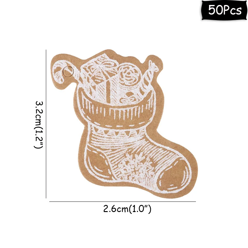 WEIGAO подарочные бирки из крафт-бумаги рождественские украшения DIY ремесла бирка с веревкой этикетки для рождественской вечеринки упаковочные материалы для подарков - Цвет: 50pcs style-H