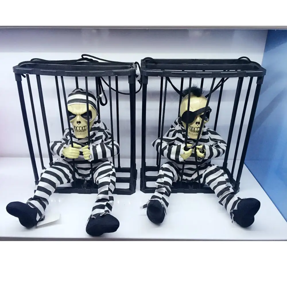 

Music Sound Flash Halloween Tricky Light Control Induction Prison Cage Ghost Funny Party Electric Toy Ghost Scary Doll Kids toys
