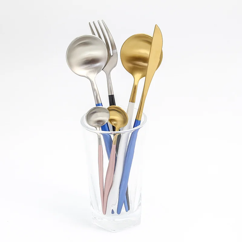 304 Stainless Steel Knife, Fork And Spoon Western Food Four-piece Set Portugal Coffee Spoon Gift Set European Style Tableware Ma