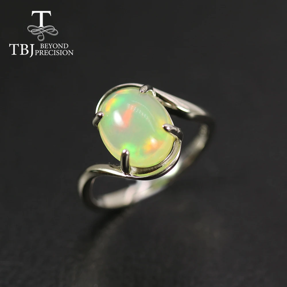 

TBJ 100% Natural Ethiopia Opal Ring oval cut9*11mm 2.8ct gemstone fine jewelry 925 sterling silver nice gift for women wife mom