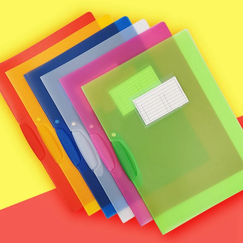 A4 Clear Document Bag Paper File Folder Legal Paper Contract File Bags Clips Stationery School Office Supplies Random Color