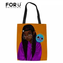 Design дизайн многоразовые сумки для покупок для женщин в Африканском и американском стиле черные художественные холщовые сумки для книг женские пляжные сумки женские Эко сумки