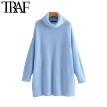 TARF женские модные зимние толстые теплые водолазки Свободный вязаный свитер с длинным рукавом удобные элегантные пуловеры шикарные топы Pull Femme