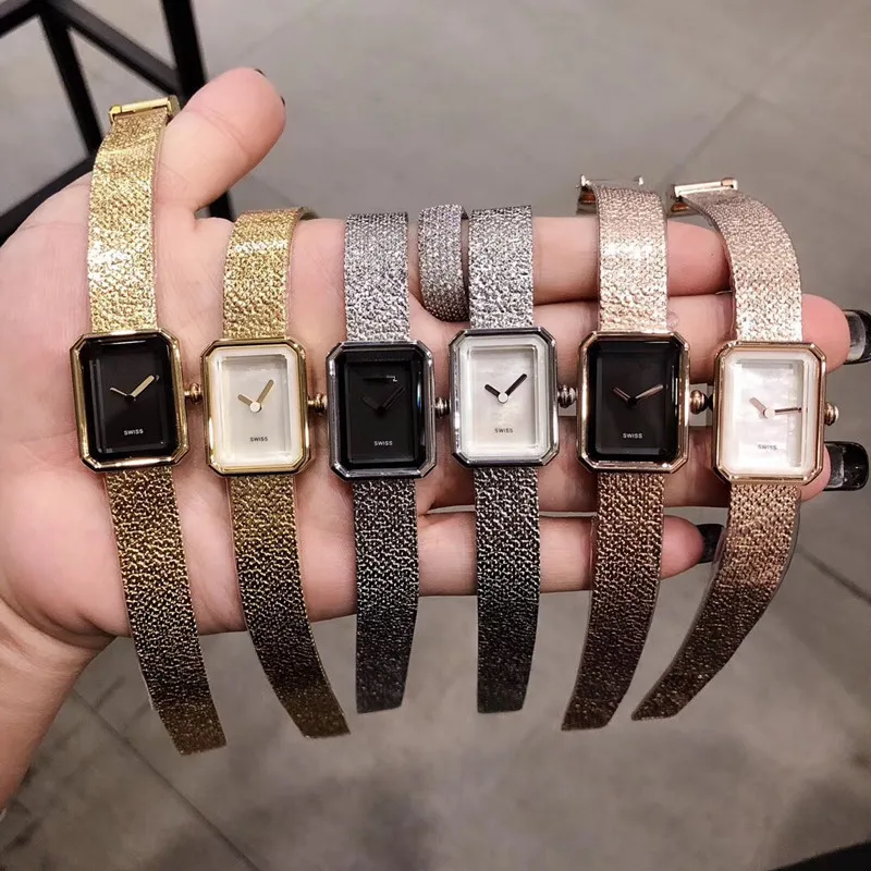 Элитный бренд Нержавеющая часы со стальным браслетом прямоугольные кварцевые наручные часы, часы для мужчин Для женщин дружок часы настоящие бойфренды аксессуары