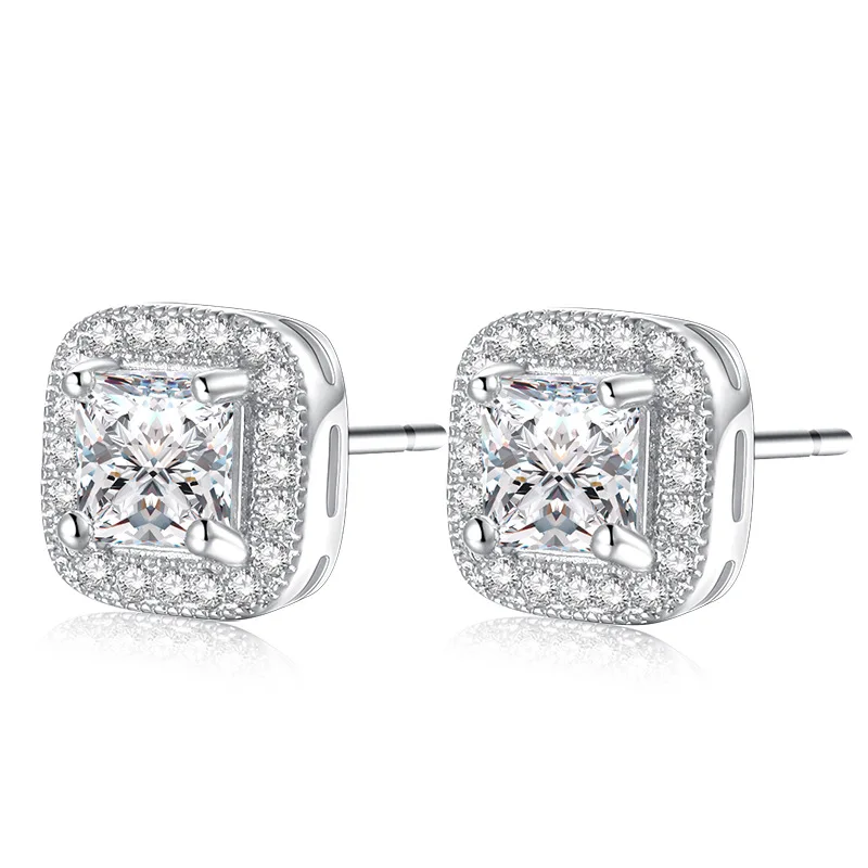 

Brand Sparkling Square Cubic Zirconia Stud Earring Elements Austrian Crystal Earrings Jewelry christmas gemstone earrings
