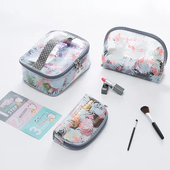 

Cute Flamingo PVC Transparent Cosmetic Bags For Women Travel Waterproof Wash Organizer Pouch Beauty Makeup Bag
