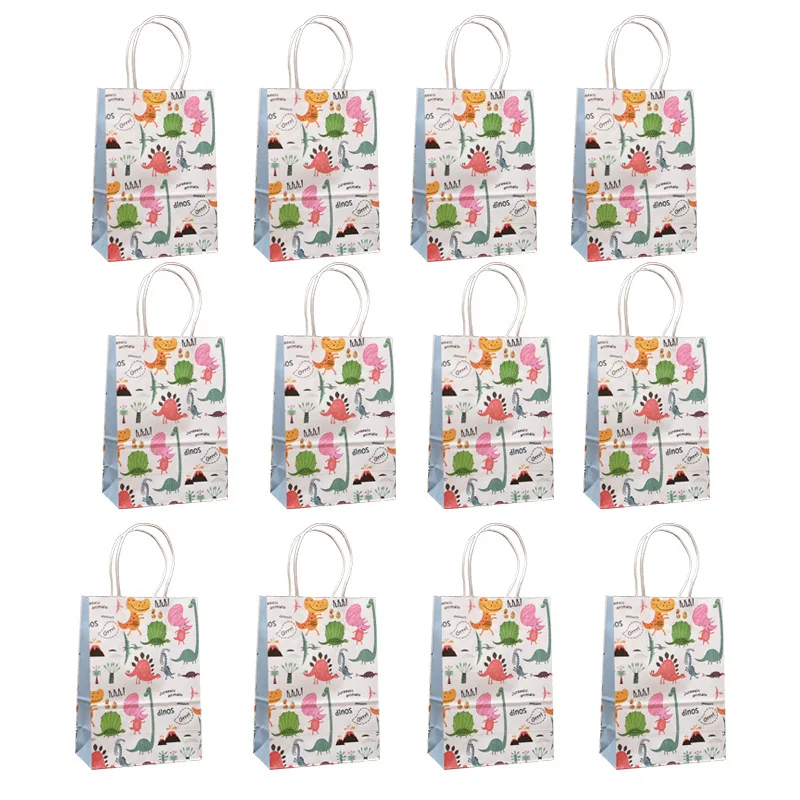 12 шт. бумажные подарочные пакеты с животными в джунглях сафари сумочки украшения