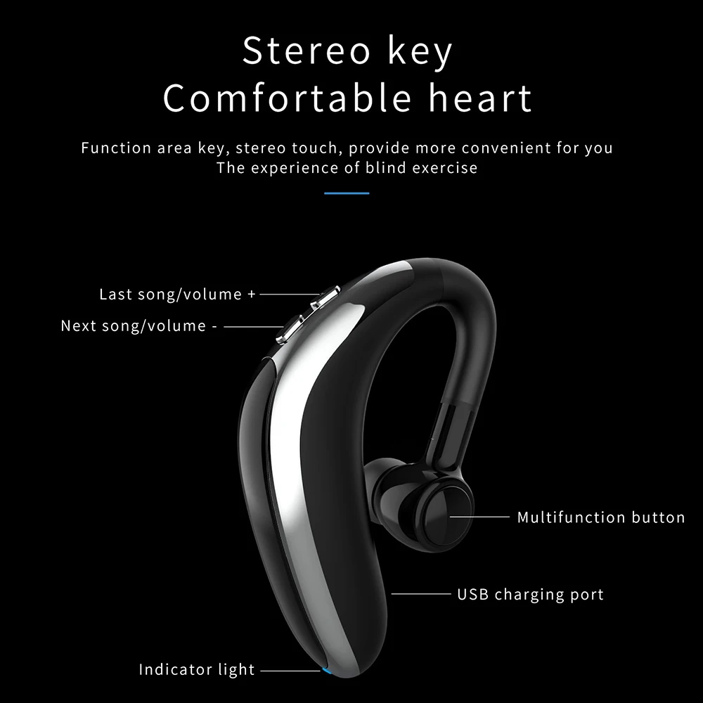 H500 Bluetooth V5 0 Earphone Wireless Hook Design Mobile Phone Alternate Headphone for Left Right Ear Headset for Driving