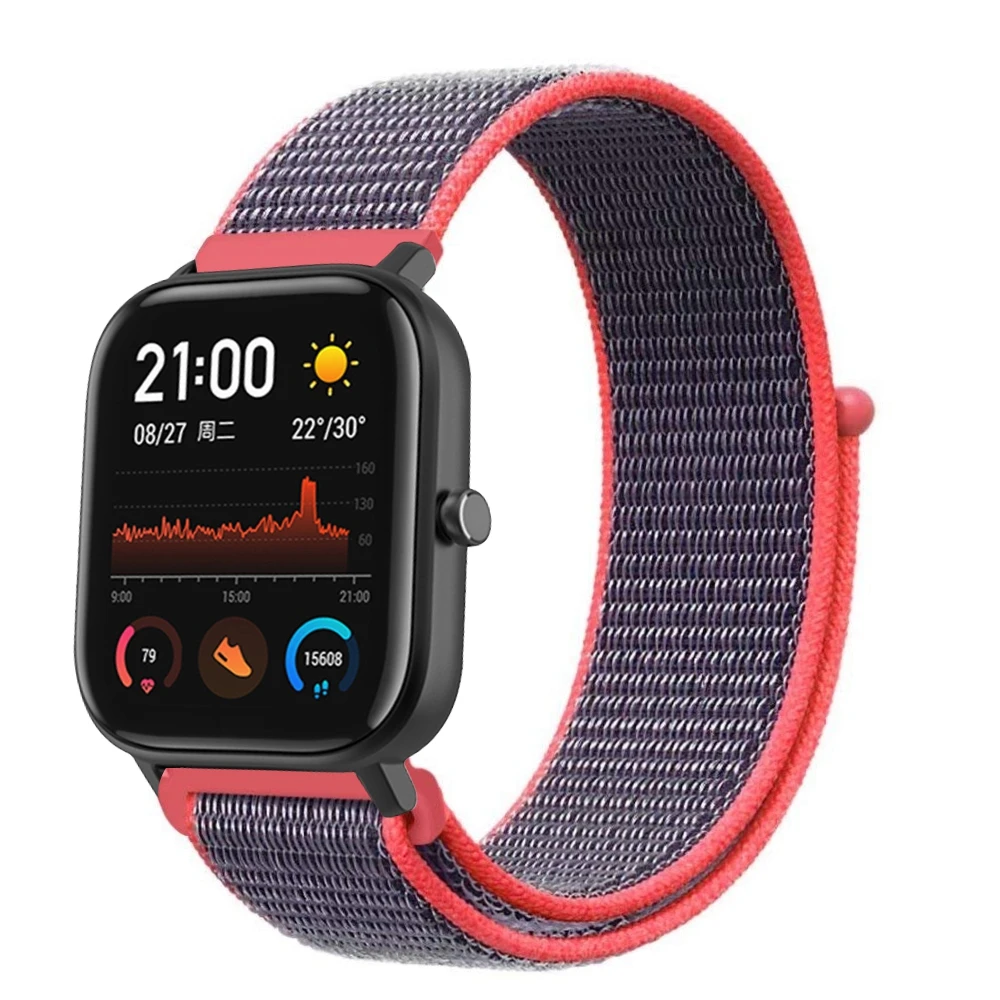 

Nylon Canvas Watch Strap For Xiaomi Huami Amazfit GTS 20mm Smart Watch Colorful Soft Breathable Replacement Strap Sport Loop