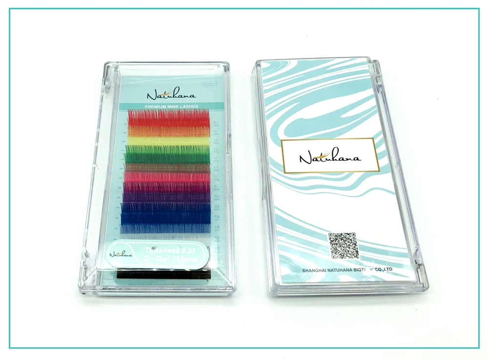 Natuhana Cases Lote Vermelho Rosa Marrom Roxo Azul Verde Branco Amarelo Mix Cor Cílios Extensão Colorido Vison Falsos 10 - 11 cílios extensão colorido vison cílios falsos