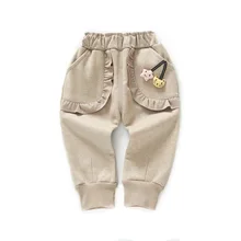 Осенне-зимние Плотные хлопковые теплые брюки; Милые прямые повседневные брюки для маленьких девочек; бархатные штаны для новорожденных