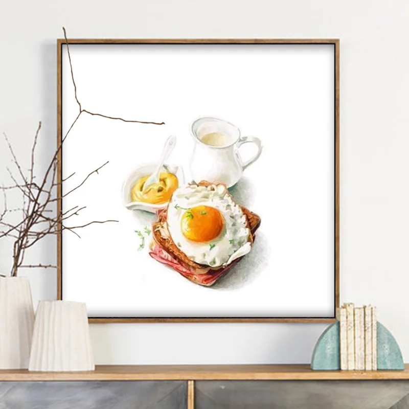 DIY digital painting breakfast small picture package egg milk rich decorative adult hand-painted decompression | Дом и сад