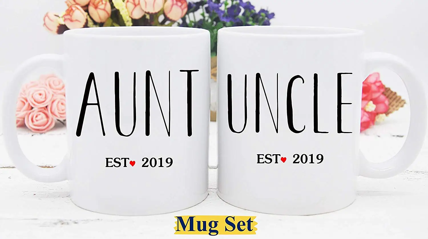 New Aunt and Uncle Est- Pregnancy Announcement Coffee Mug Set 11 oz Unique Christmas Gift for Aunt and Uncle's