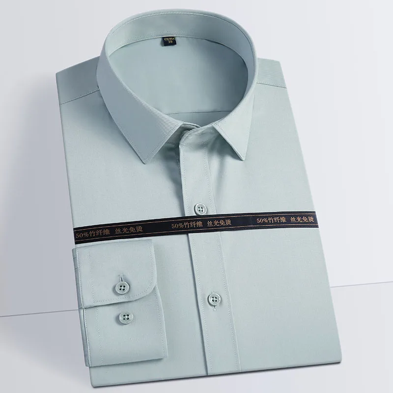 Men's Classic Stretch Non-Iron Comfortable Bamboo Fiber Shirts Long Sleeve Regular-fit Formal Business Solid Easy Care Shirt Men's Classic Stretch Non-Iron Comfortable Bamboo Fiber Shirts Long Sleeve Regular-fit Formal Business Solid Easy Care Shirt
