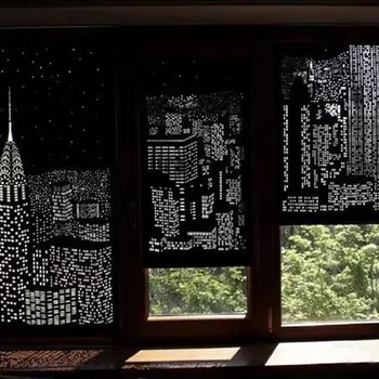 Unique Polyester Curtain Incredible Elegant Delicate City Night View Designs Blackout Hole Curtains Bedroom In Stock 2