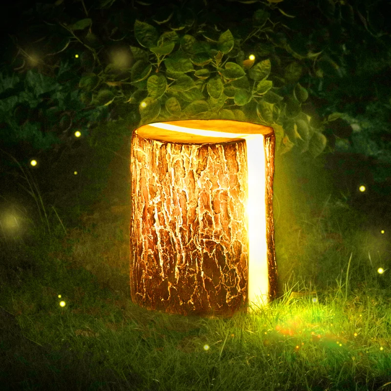 Creative Villa Garden Landscape Light Backyard Park Nature Decoration Lawn Lighting Outdoor Imitation Tree Stump Lamps nature garden screen bamboo rush 1x5 m