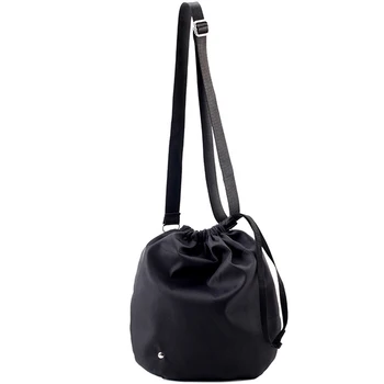 

Nylon Canvas Bag Purse Slanting Shoulder Bag Handbags Broadband Bucket Bag Drawstring Large Capacity Black