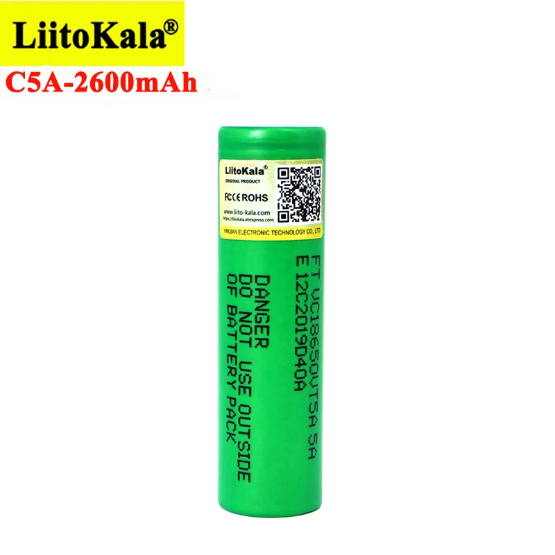 Литиевая батарея Liitokala VTC5A, 2600 мАч, 18650, 20 А, 30 А, разряд 18650VTC5 для фонариков, 1 шт.
