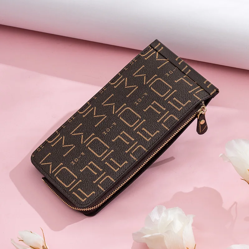 

New Style Men's Women's Long Wallet Card Bit More Europe And America Printed Letter Mobile Phone Bag Multi-functional Pu Wallet