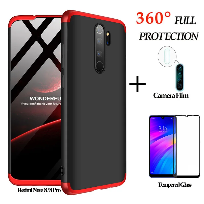 3 в 1 Стекло + матовый защитный чехол xiaomi redmi note 8 pro камера пленка полная защита