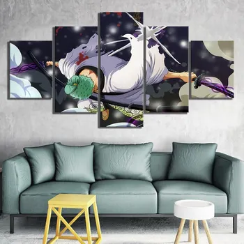 

Wall Art Canvas Paintings 5 Panel Roronoa Zoro One Piece Pictures HD Anime Prints Poster Modular Home Decor Living Room