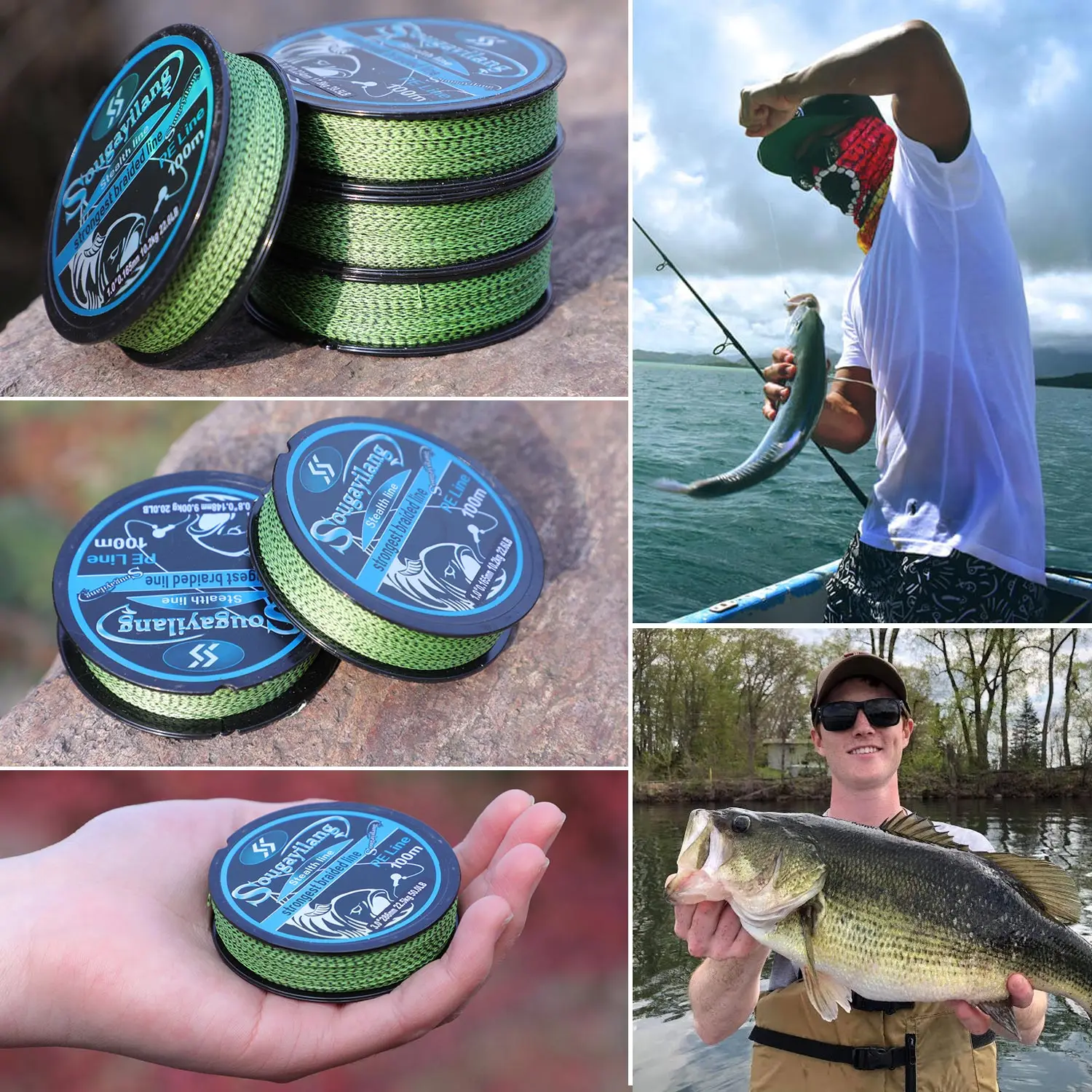 Ligne De Pêche Tresse 4 Brins 500m | 30LB | 0.26mm | Bleue | Résistante Pour Pêche Professionnelle
