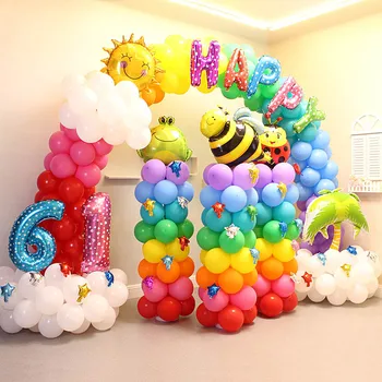 

balloon arch Number Letter kids decor Children's Day Aluminium Cartoon Amnimal ballons Colorful zoo balloon arch set