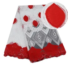 Красная нигерийская африканская Кружевная Ткань 5 ярдов гипюровая кружевная ткань высокого качества африканская кружевная ткань для свадебного платья французское кружево