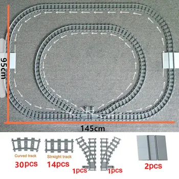 

City Trains Train Track Rail Straight & Curved Rails Building Blocks Set Bricks Model Kids Toys Compatible All Brands