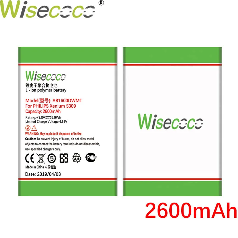 Wisecoco 5 шт./лот AB1600DWMT AB1600DWML мощный аккумулятор для Philips Xenium S309 CTS309 ремонт телефона Замена+ отслеживание