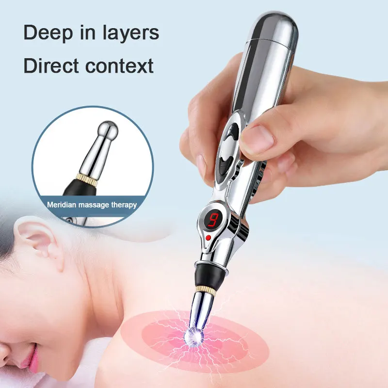 Electric Acupuncture Pen Acupoints Energy Meridian Pencil Body Massage Apparatus 5 in 1 Guasha Neck Foot Trigger Point Massager