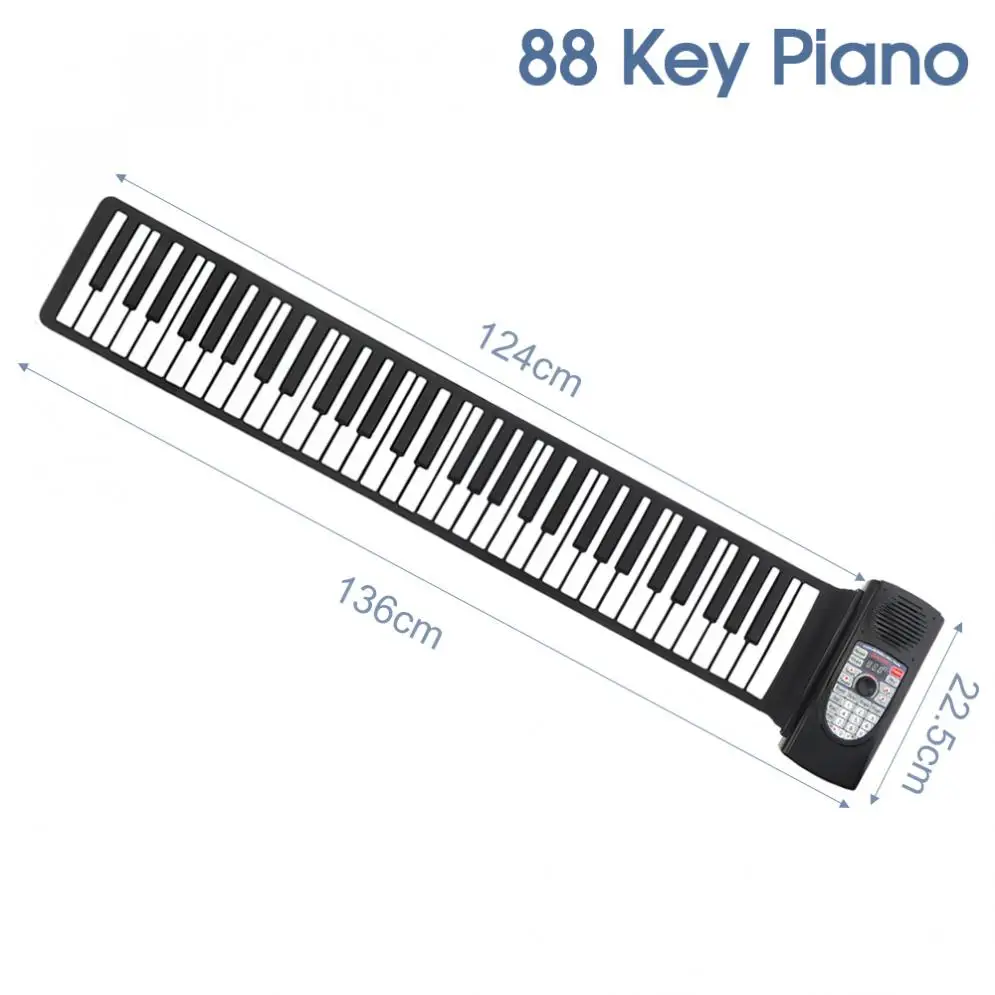 88 Keys USB MIDI Roll Up Piano Rechargeable Electronic Portable Silicone Flexible Keyboard Organ Built-in Speaker Hot Sale