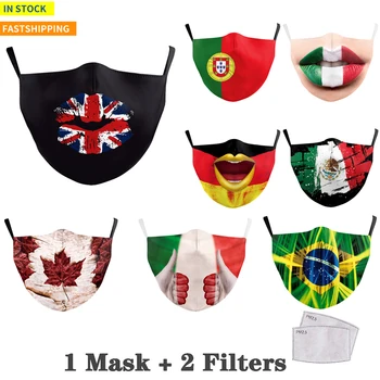 

PM2.5 Face Maske Pollution Face Mask Reusable Protective Facemask Adults Cotton Vintage Printed with Filter Anti Mask