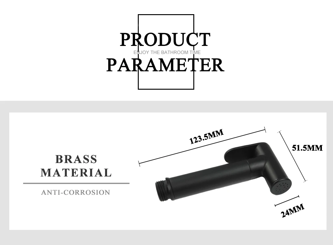 Description Picture 3 of itemBrass Toilet Hot Cold Bidet Spray Handheld Bidet Diaper Set Bathroom Shower Set Portable Shattaf Sprayer Jet Douche Kit Black