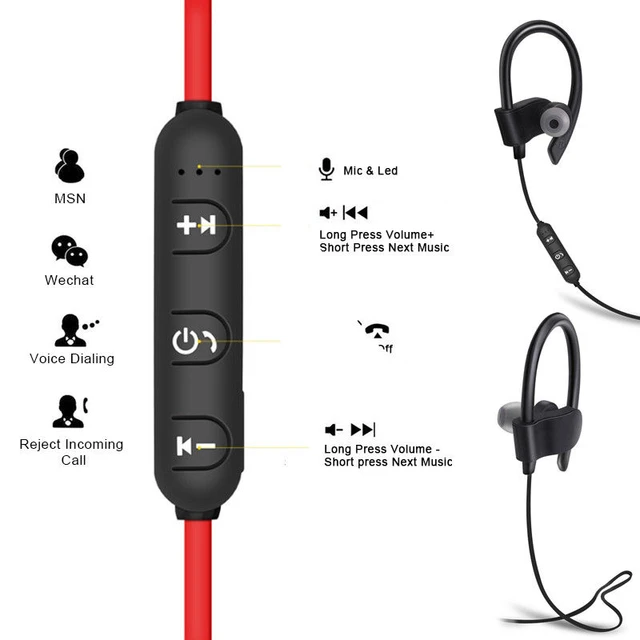 Casque Écouteur Sport Bluetooth Sans Fil Oreillette Stéréo 4.1 Écouteurs  Crochet