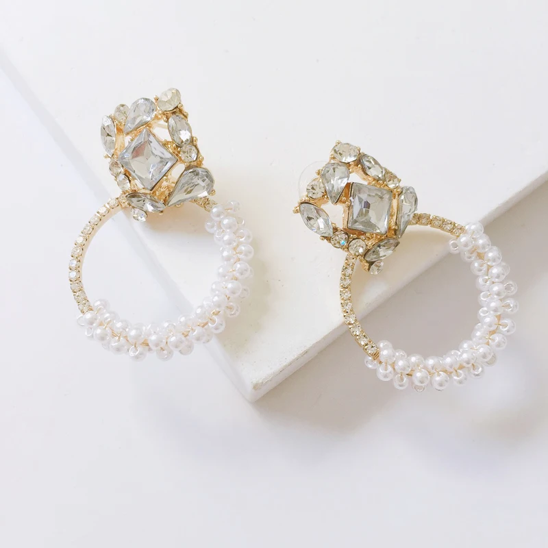 

Bestessy ZA New Vintage Imitation Pearl Hoop Earrings For Women Circle Earrings Elegant Fashion Jewelry Party Wedding Gift